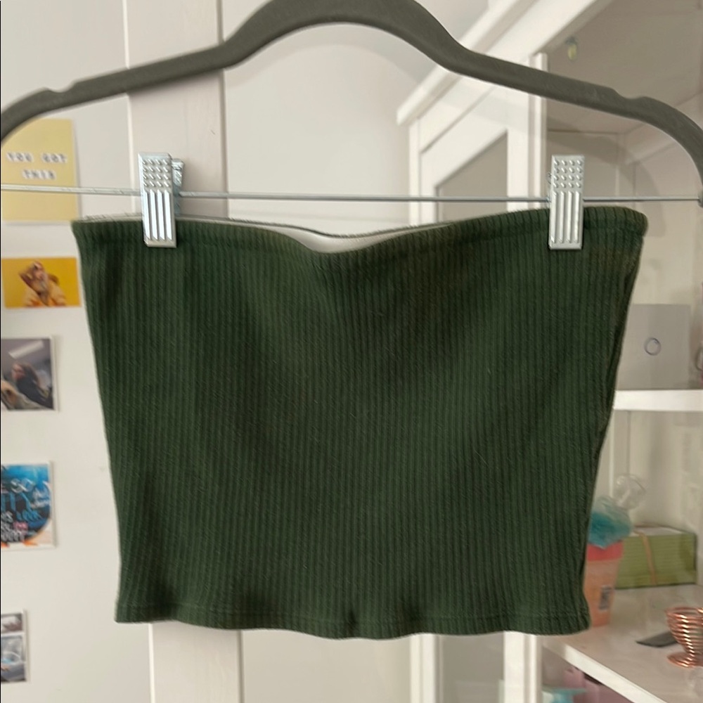 Urban Outfitters Olive Ribbed Tube Top